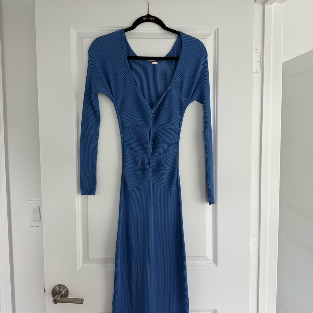 Cult Gaia Blue Ribbed Cut Out Bodycon Dress - Picture 8 of 8